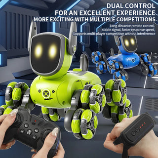 Q200 Intelligent Mechanical RC Dog Gesture Induction Remote Control Toy Eight Wheels Four Wheels Stunt Animal Toys for Children.