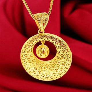24K Pure Gold Safety Buckle Pendant Necklace