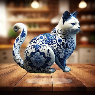 Fashionable Porcelain Cat Ornament