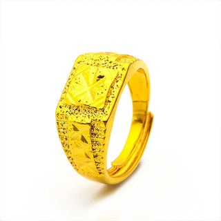 24K Gold Starry Square Men’s Wedding Ring