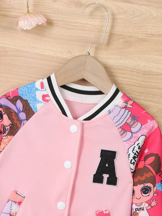 Girls Cartoon Baseball Uniform Jacket
