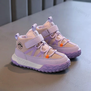 Childrens Sneakers 2025 Autumn Winter Boys Sport Shoes Girls Plush Warm Cotton Casual Shoes Studnet High Top Outdoor Ankle Boots