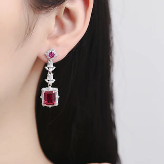Commemorative Crystal Garnet Drop Earrings