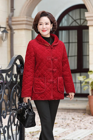 Grandma Padded Velvet Thicken Coat