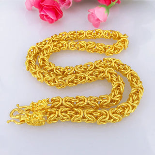 24K Gold Oriental Dragon Faucet Pendant Necklace