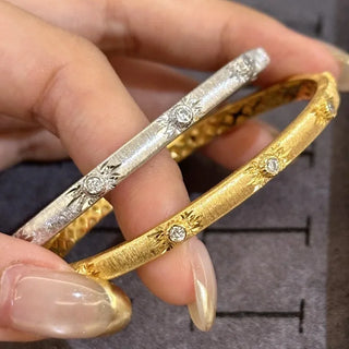 Exquisite Brushed Diamond Wedding Bangles