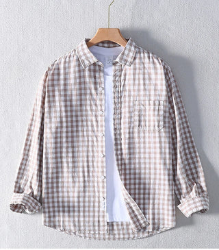 High Quality 100% Men Cotton Plaid Shirt