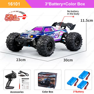 Teeggi 16101 /16102 PRO 1:16 High Speed RC Car With LED Light Drift 70KM/H 4WD RC Off-Road Car Monster Truck Toy For Kid Gifts