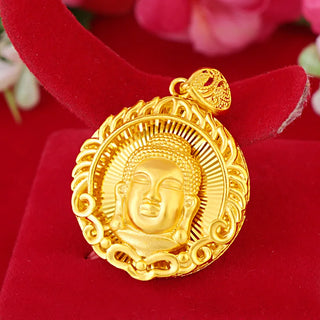 24K Gold Avalokiteshvara & Maitreya Flame Pendant Necklace
