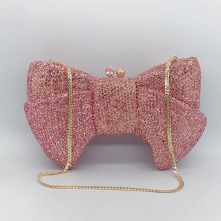 Luxury Designer Stone Bow Clutch Purse