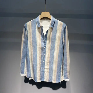 Long Sleeve Linen Striped Shirt