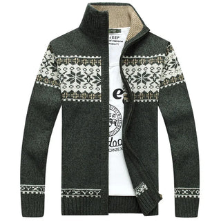 Autumn Winter Sweaters Men's full Zipper Jacquard Slim Fit cardigan Stand Neck sweatercoat Trendy Casual Knitted clothing 5XL