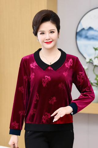 Women's Velvet Long Sleeve Tops