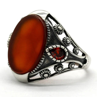 Flower Design Agate Stone Handmade Ring