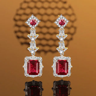 Commemorative Crystal Garnet Drop Earrings