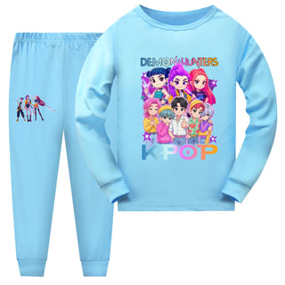 Kpop Demon Hunters Cartoon Kids Clothes Girls Pajama Set Fashion Boys Long Sleeve Pyjamas Children Sleepwear Suit 4982