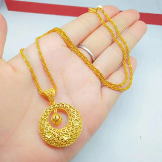 24K Pure Gold Safety Buckle Pendant Necklace