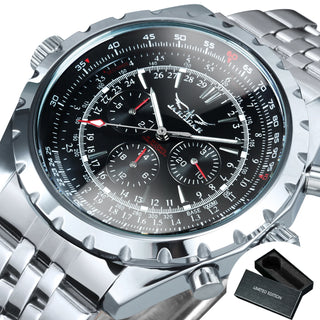 Luxury Leather Steel Band Automatic Watch