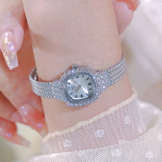 Fashion Watches For Women Elegant Luxury Diamond Square Dial Women's Watch Golden Small Clock Dress Female Quartz Wristwatch