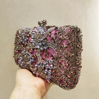 Luxury Floral Rhinestone Clutch Purse