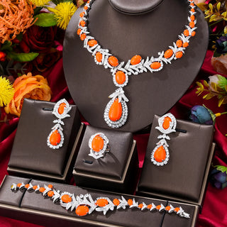 GODKI Famous Brand Turquoise Nigerian Dubai Jewelry Sets For Women CZ Zircon Wedding Bridal Necklace Dance Party