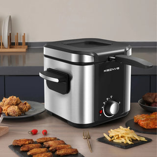 Electric Deep Fryer, 1.5 L/1.6 QT Small Deep Fryer with Basket for Home Use, Cool Touch Sides Easy to Clean, Nonstick Basket