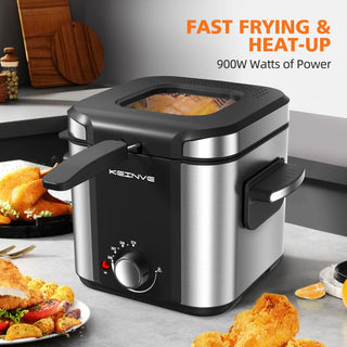 Electric Deep Fryer, 1.5 L/1.6 QT Small Deep Fryer with Basket for Home Use, Cool Touch Sides Easy to Clean, Nonstick Basket