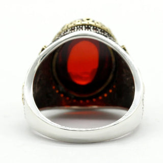 Vintage Engraving Design Red Zircon Ring