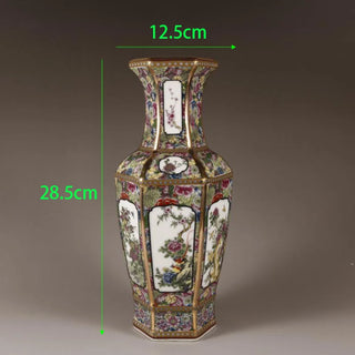 Ancient Enamel Flower Bird Ceramic Vase