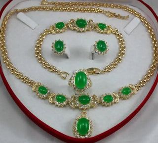 Luxury Plating Green Malay Jewelry Set