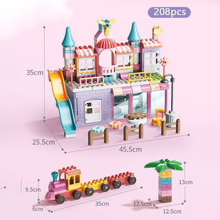 Girls Big Particle Blocks Marble Race Run Slide Big Size Blocks City Blocks House Castle Building Blocks Brick Toy Kids Gift