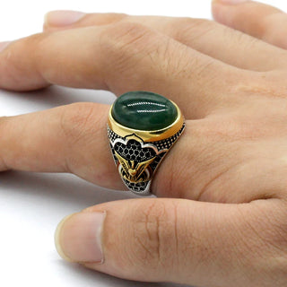 Natural Agate Stone Eagle Eye Ring