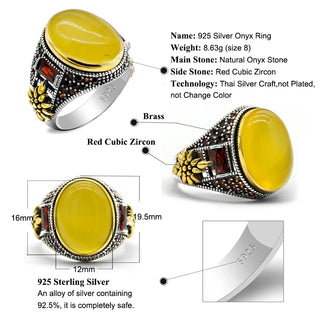 Natural Vintage Oval Agate Stone Ring
