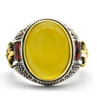 Natural Vintage Oval Agate Stone Ring