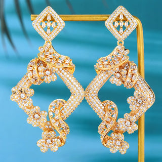missvikki Luxury Big Original Pendant Earrings For Noble Fashion Women Wedding Party Cubic Zircon Dubai Bridal Earrings Jewelry