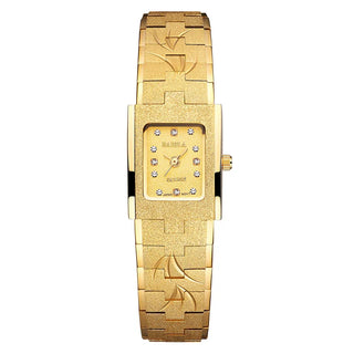 Women's Carved Pattern 24K Gold Wristwatch