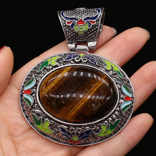 Vintage Ethnic Crystal Abalone Shell Pendant