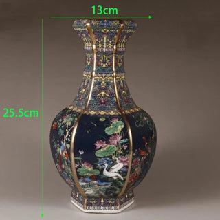 Ancient Enamel Flower Bird Ceramic Vase
