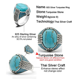 Natural Turquoise Stone Vintage Party Ring