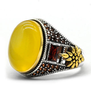 Natural Vintage Oval Agate Stone Ring