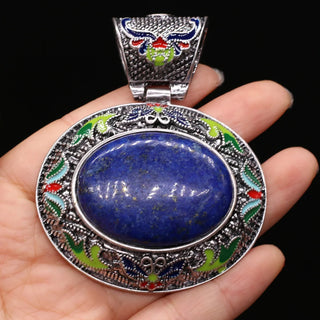 Vintage Ethnic Crystal Abalone Shell Pendant