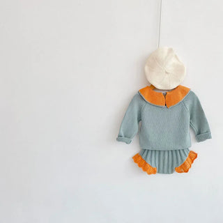 Baby Clothing Set Toddler Girls Sweaters And Knit Bloomer 2 Pcs Suits Ruffle Sweater