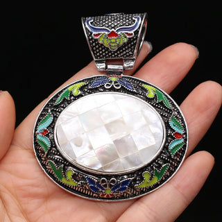 Vintage Ethnic Crystal Abalone Shell Pendant