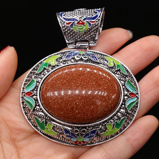 Vintage Ethnic Crystal Abalone Shell Pendant