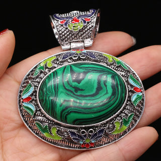Vintage Ethnic Crystal Abalone Shell Pendant