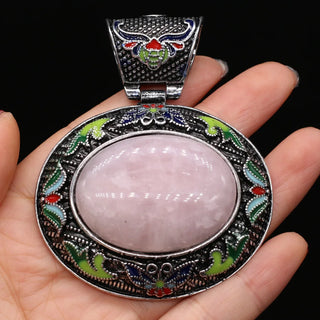Vintage Ethnic Crystal Abalone Shell Pendant
