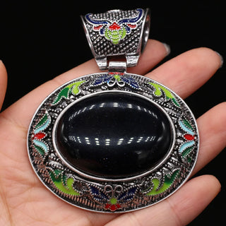 Vintage Ethnic Crystal Abalone Shell Pendant
