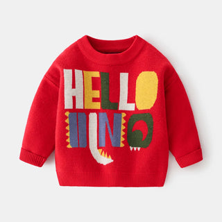 Boys Cute Cartoon O-neck Knitted Sweaters