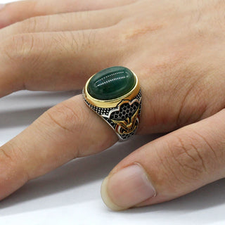 Natural Agate Stone Eagle Eye Ring
