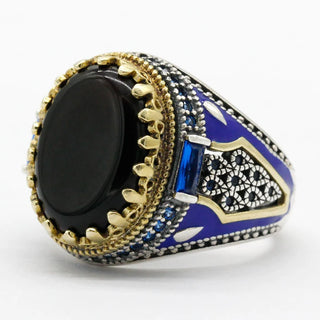 Vintage King Crown Agate Stone Ring